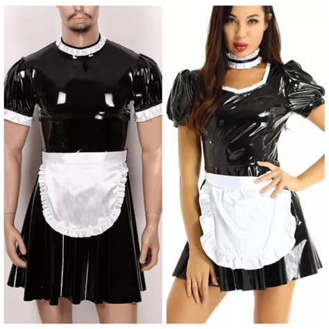 Sissy Men Women Maid Uniform Flared Fancy Dress Cosplay Outfit