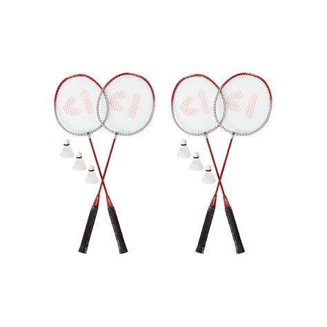 4 Badminton Rackets 6 Shuttles Rood Incl Opbergtas