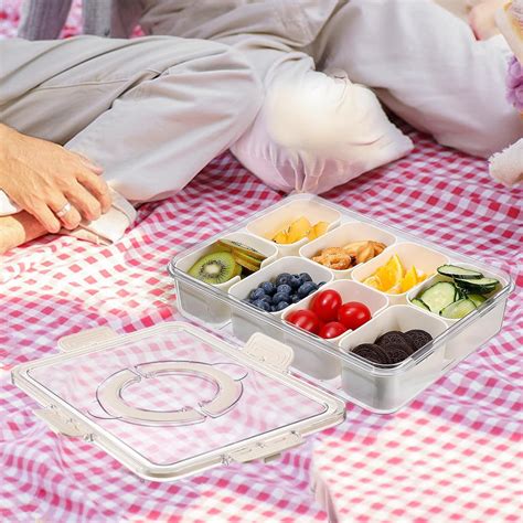 Amazon ANPHSIN Portable Snack Box Container Divided Serving Tray