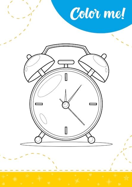 Premium Vector Coloring Page For Kids With Alarm Clock A Printable