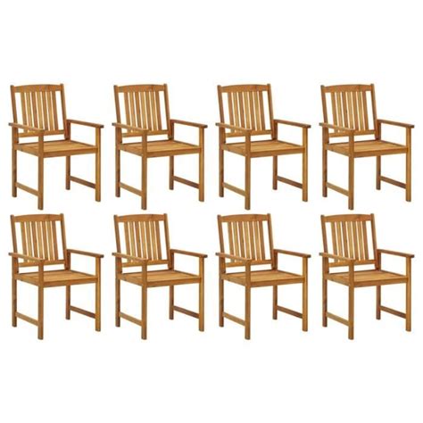 LEX Chaises De Jardin Avec Coussins 8 Pcs Bois D Acacia Solide Qqmora