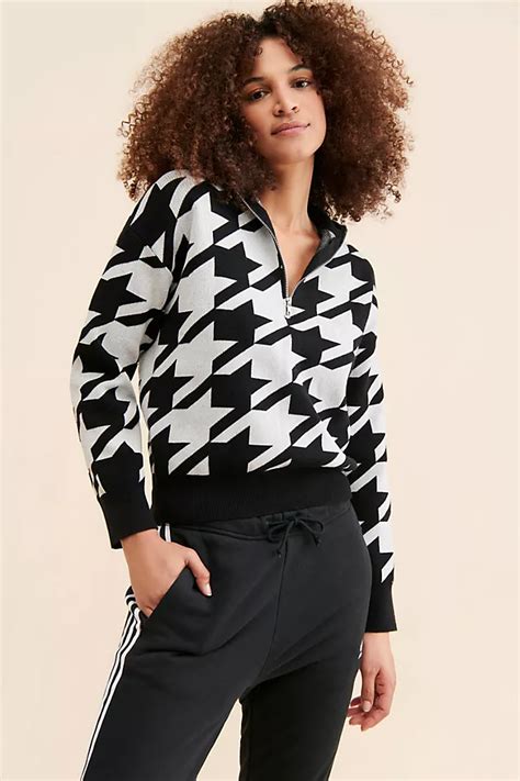 Vigoss Houndstooth Quarter Zip Anthropologie