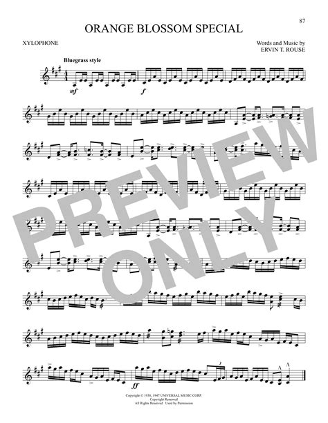 Orange Blossom Special By Johnny Cash Sheet Music For Xylophone Solo At Sheet Music Direct