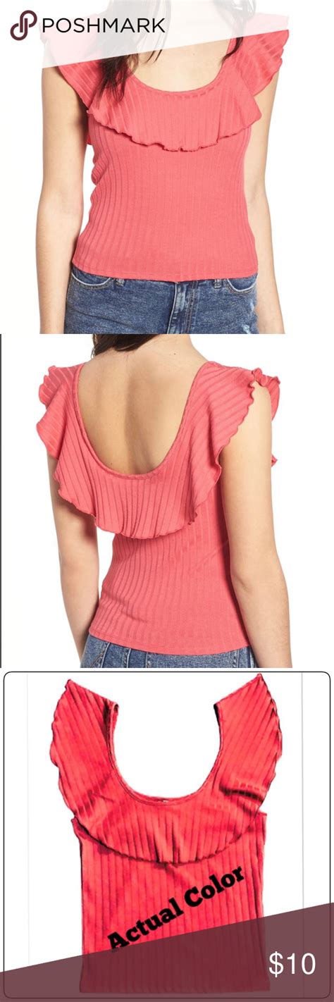 4 For 20 BP Womens Ruffle Rib Knit Tank Ruffles Fashion Knit