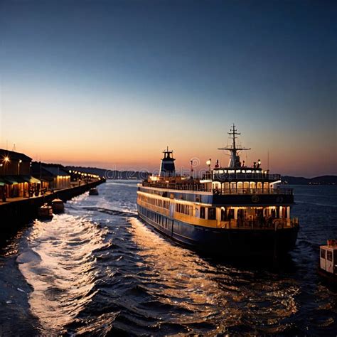 ferry boat ocean vessel  transport passengers  water stock