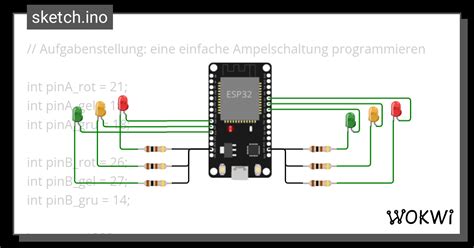 Ampelschaltung Wokwi ESP32 STM32 Arduino Simulator