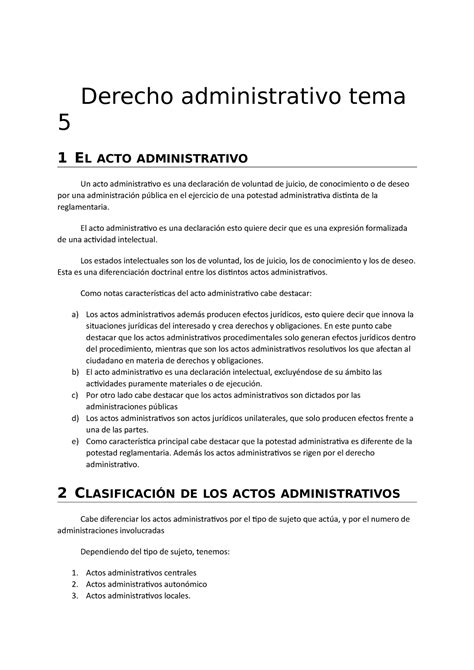 Derecho Administrativo Tema 5 El Acto Administrativo Derecho