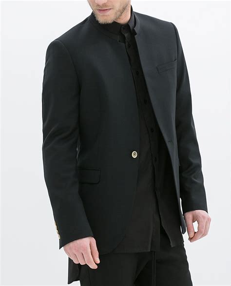 Blazer Col Mao De Zara Costume Noir Homme Veste Costume Homme