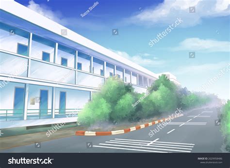 School Building Background Anime