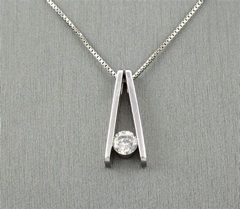 White Gold Diamond Necklace White Gold Pendant Karat White Etsy