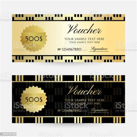 Gold Colored Illustration With Stripped Square Texture T Vouchers