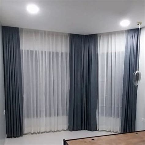 Black And White Polyester Designer Window Curtain Loop Plain At Rs