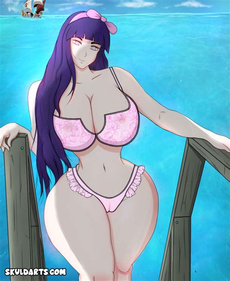 Hentai Hinata Curvy Hinata In Pink Bikini At Beach By SkuldArts Hentai Foundry