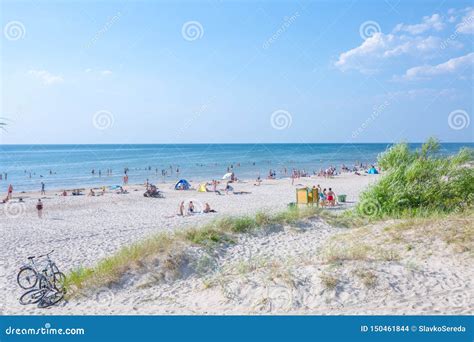 Palanga Lithuania Aug 03 People Are Relaxing On Sandy Beach Of The