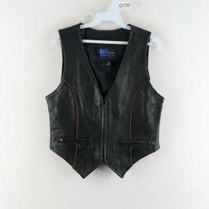 Vintage Vance Leathers Roped Leather Vest Black Gem