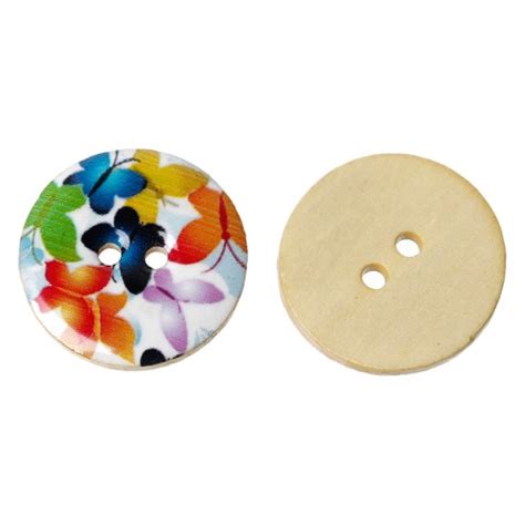 Seasons Wood Sewing Buttons Scrapbooking Round Multicolor Holes