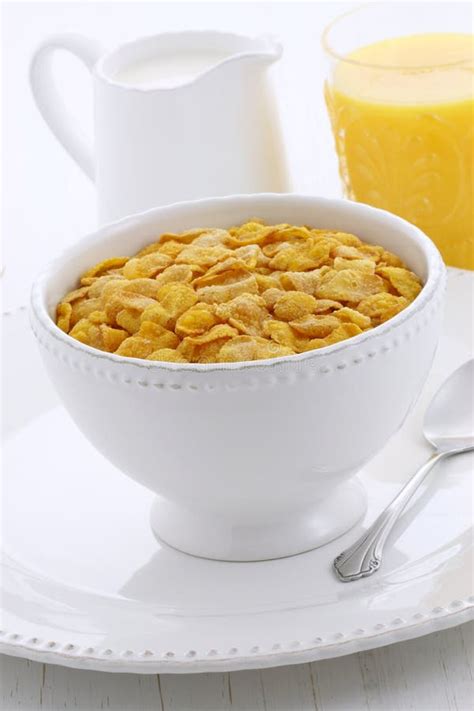 Healthy Corn Flakes Breakfast Stock Photo Image Of Nature