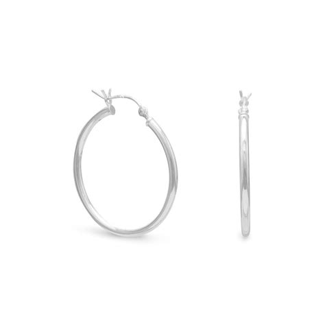 925 Sterling Silver 2mm X 25mm Hoop Earrings With Click Sold In Pairs Etsy