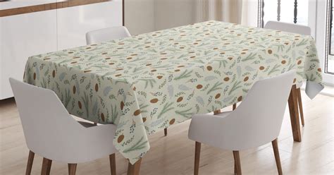 Pine Cone Tablecloth Fir Cones Botany Branches Leaves With Berries