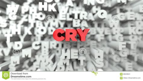 CRY Red Text On Typography Background 3D Rendered Royalty Free