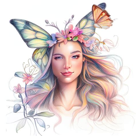 Premium Ai Image A Woman With A Butterfly On Her Head