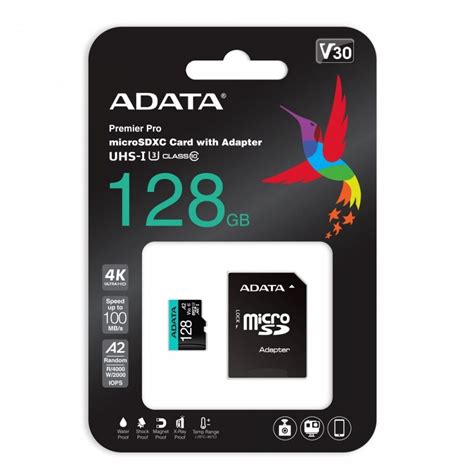 Adata Karta pamięci microSD Premier Pro 128 GB UHS1 U3 V30 A2 adapter