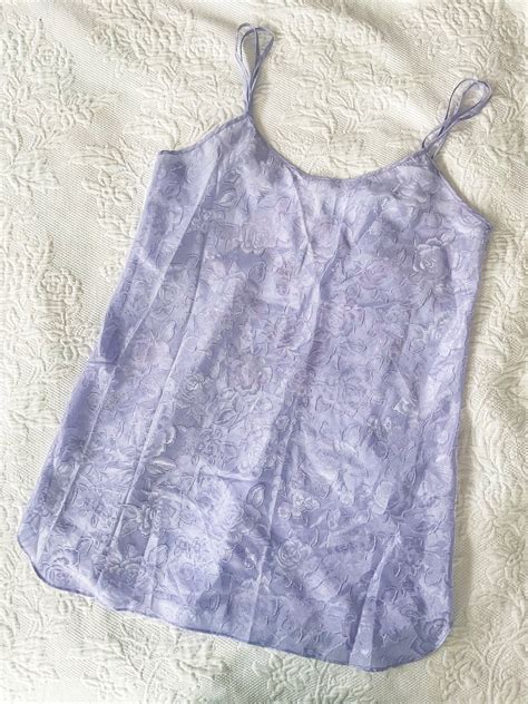SECRET TREASURES Vintage Floral Lilac Purple Chemise Nightgown Size X Retro Leather Lingerie