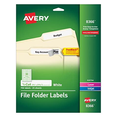 Avery File Folder Labels For Laser And Inkjet Printers 0 6 X 3 43