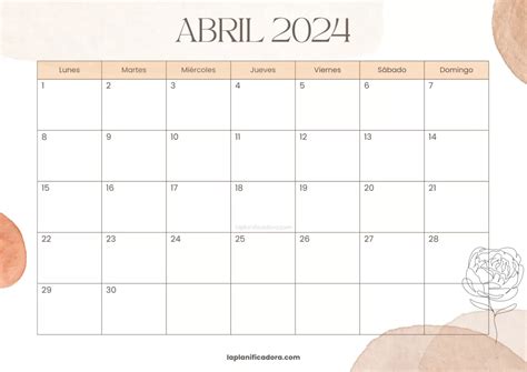 Calendarios Abril Para Imprimir