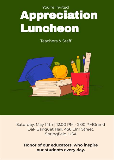 Free Teacher Appreciation Luncheon Invitation Template - Edit Online ...