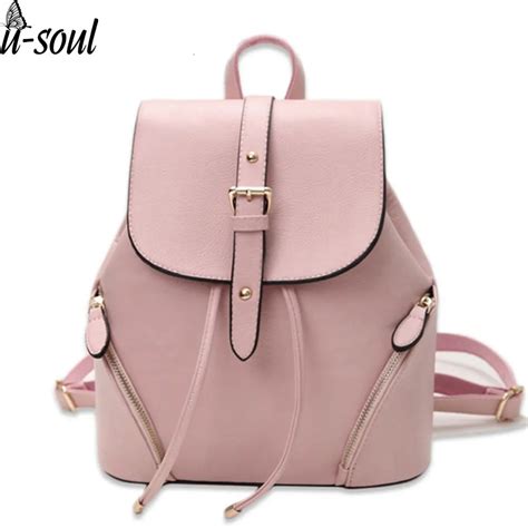 Women Backpack Pu Leather Pink Backpacks Schoolbag Female Backpacks Women Preppy Style High