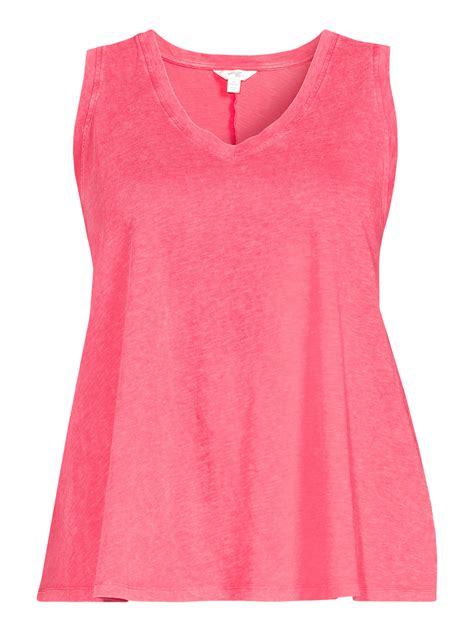 Terra And Sky Womens Plus Size Sleeveless Cotton Swing Top Sizes 0x 4x