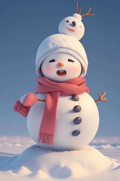 Premium AI Image | A snowman with a hat and scarf on