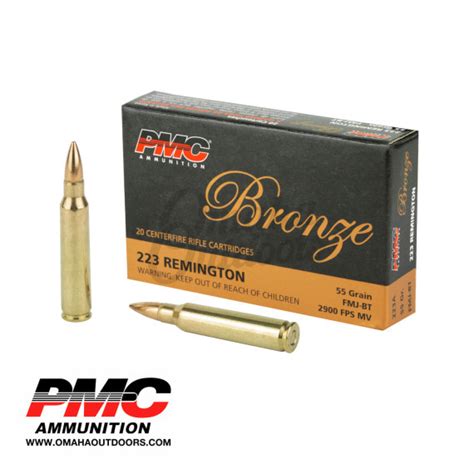 PMC Bronze 223 Remington 55 Grain FMJ 20 Rounds Omaha Outdoors