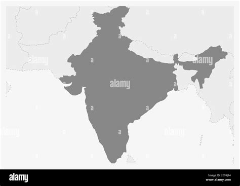 Map Of Asia With Highlighted India Map Gray Map Of India With