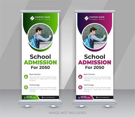 Premium Vector | Modern and creative school admission roll up banner design for school college ...