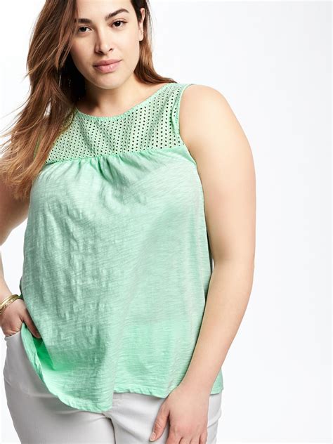 Relaxed Plus Size Lace Yoke Tank Old Navy