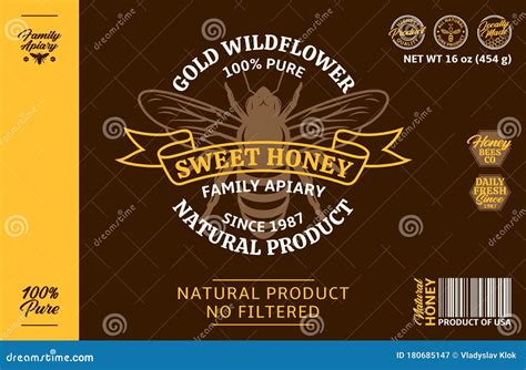 Honey Label And Packaging Design Elements Stock Vector Illustration