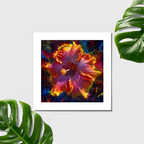 Colorful Square Hibiscus Wall Art Prints Art Of Karen Whitworth