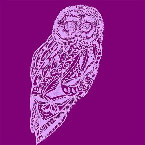 Purple Owl Drawn By Me With Hidden Butterflies I Drew This One In