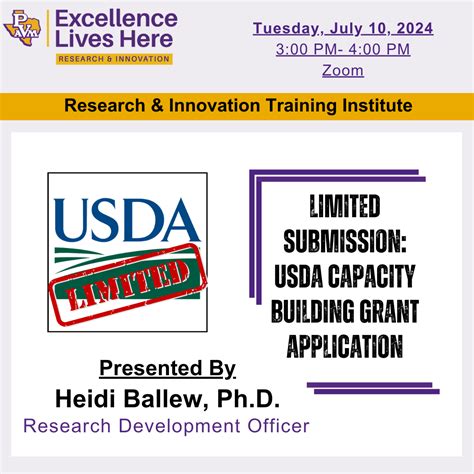 Limited Submission Usda Capacity Building Grant Application Research