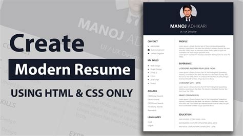 How To Create A Resume Using HTML CSS Resume Design CV Design YouTube