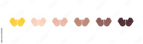 All Skin Tones Open Hands Gesture Emoticon Set. Open Hands Emoji Set ...