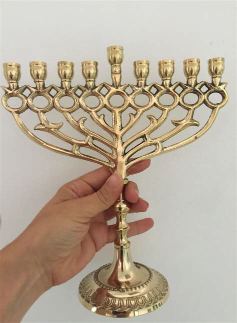 Hanukkah Jewish Chanukah Menorah Israel Vintage Brass Chanukah Candle