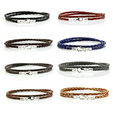 Genuine Leather Bracelet Double Wrapped Braided Leather Wristband