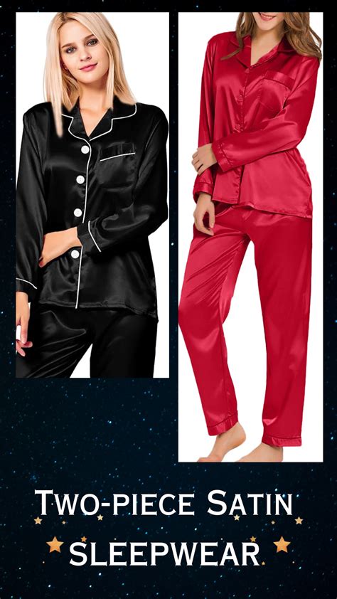 Swomog Womens Silk Satin Pajamas Set Long Sleeve Button Down Sleepwear 2 Piece Lounge Set Pj Set