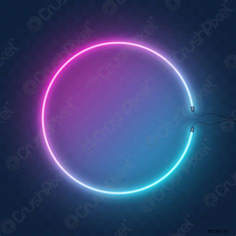 Neon Orb Or Circle Light Sign Glowing Ring Or Swirl Stock Vector