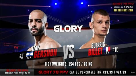 Guerric Billet Vs Itay Gershon Replay Du Combat GLORY 78