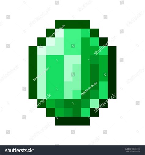 Vektor Stok Pixel Art Emerald Editable Vector File Tanpa Royalti