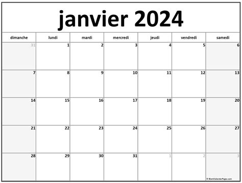 Janvier 2024 Calendrier Imprimable Calendrier Gratuit